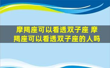 摩羯座可以看透双子座 摩羯座可以看透双子座的人吗
